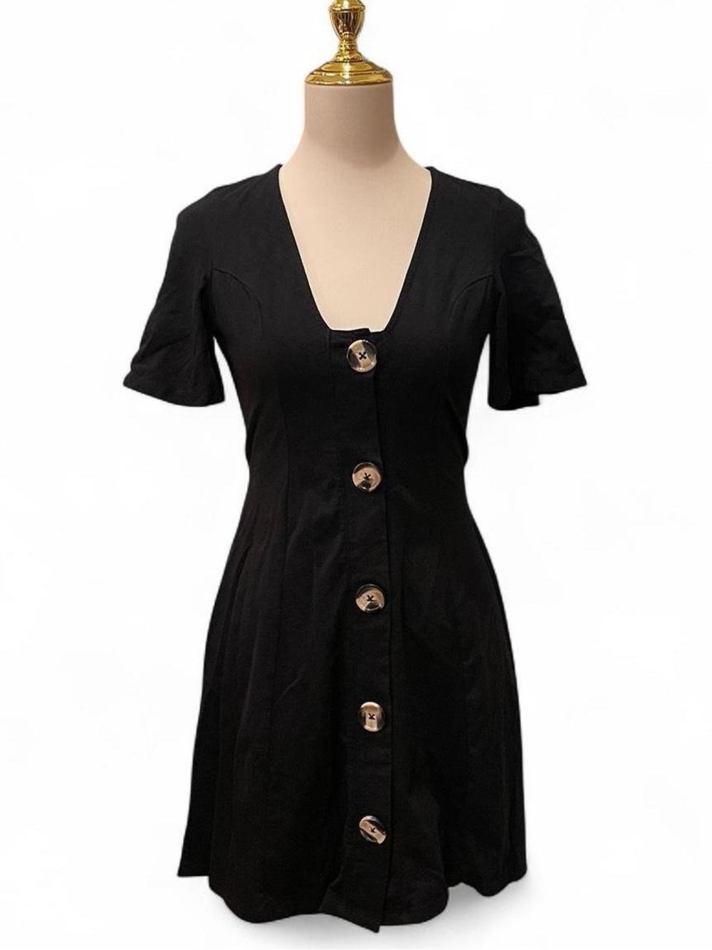 ASOS Black Button-Front Fit & Flare Dress